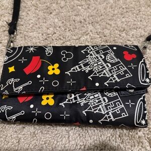 Disney Parks Icons trifold wallet bag black white red and park attractions